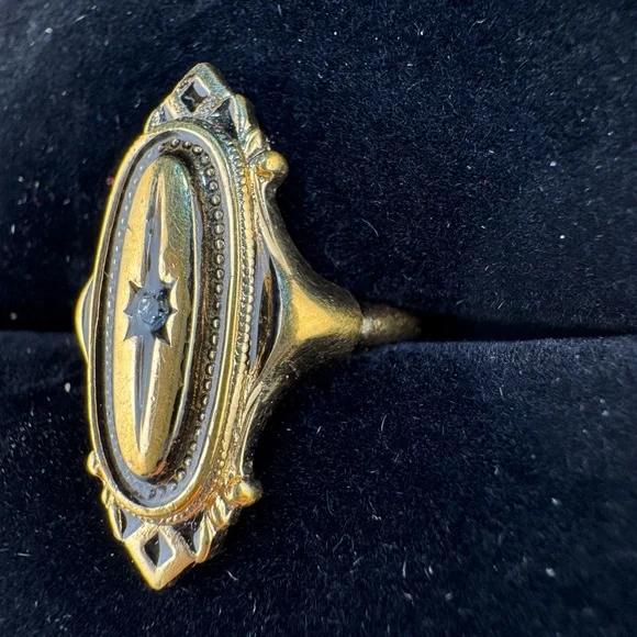 VTG AVON Kensington Victorian Art Deco Ring Rhinestone Gold Tone Adjustable 5-7 - Picture 4 of 7